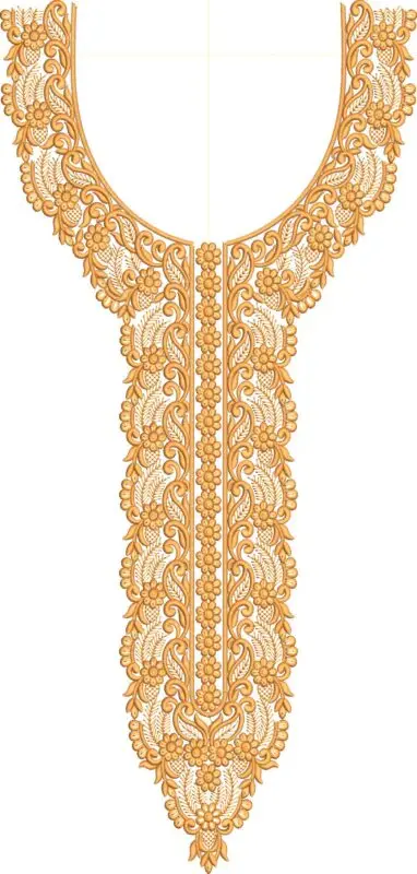 Floral Neckline Machine Embroidery Design