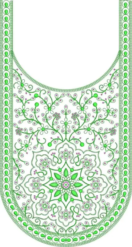 Floral Neckline Machine Embroidery Design