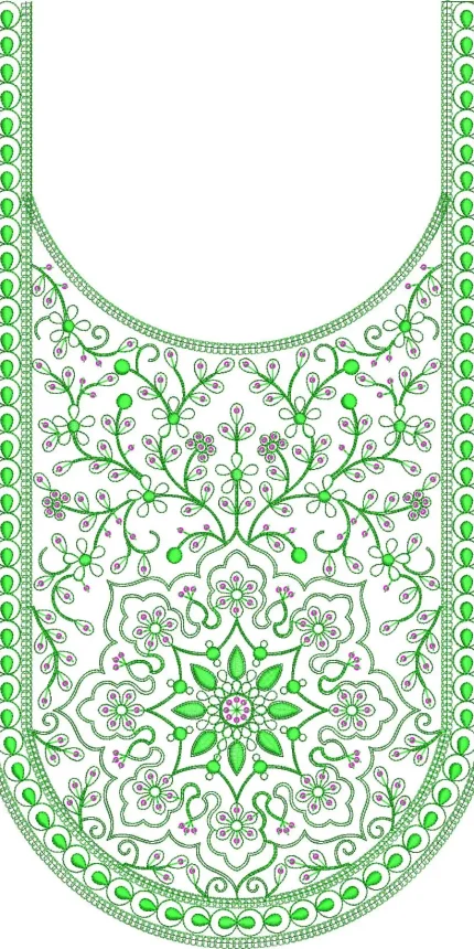Floral Neckline Machine Embroidery Design