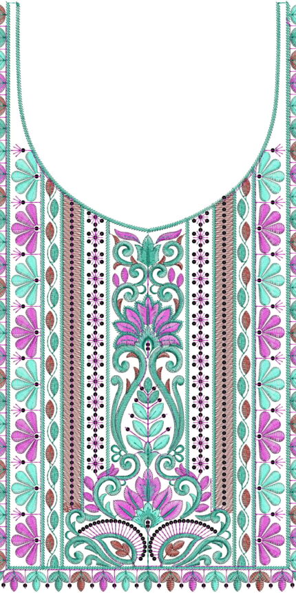 Seq and multi Neck emboidery design