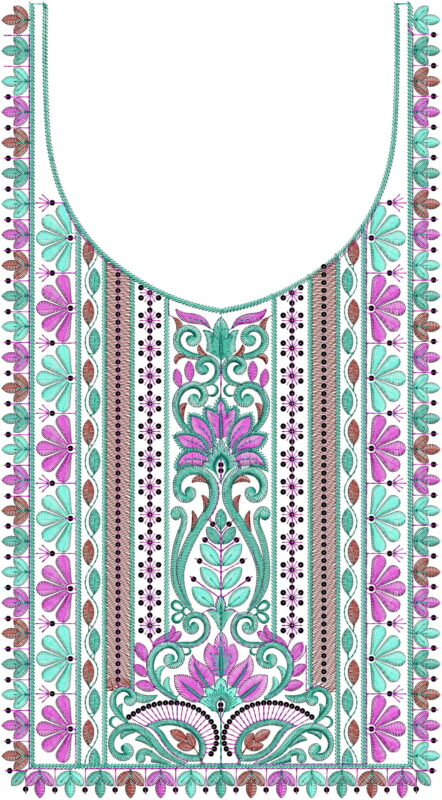 Seq and multi Neck emboidery design